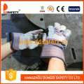 Cow Split Leather Work Gloves Stripe Cotton Drill Back Safety Gloves Dlc215